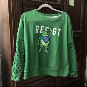 Green Resist Frog Graphic Sweatshirt
